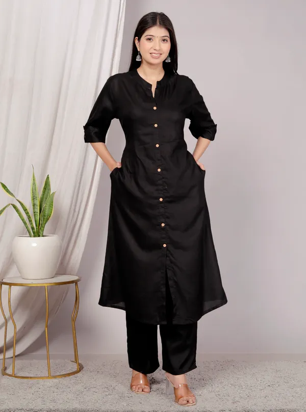 Rayon_Black_Ethnic_Kurta_and_Pant_Set_For_Women