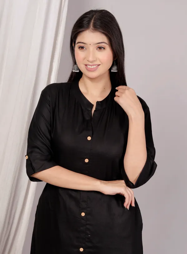 Rayon_Black_Ethnic_Kurta_and_Pant_Set_For_Women