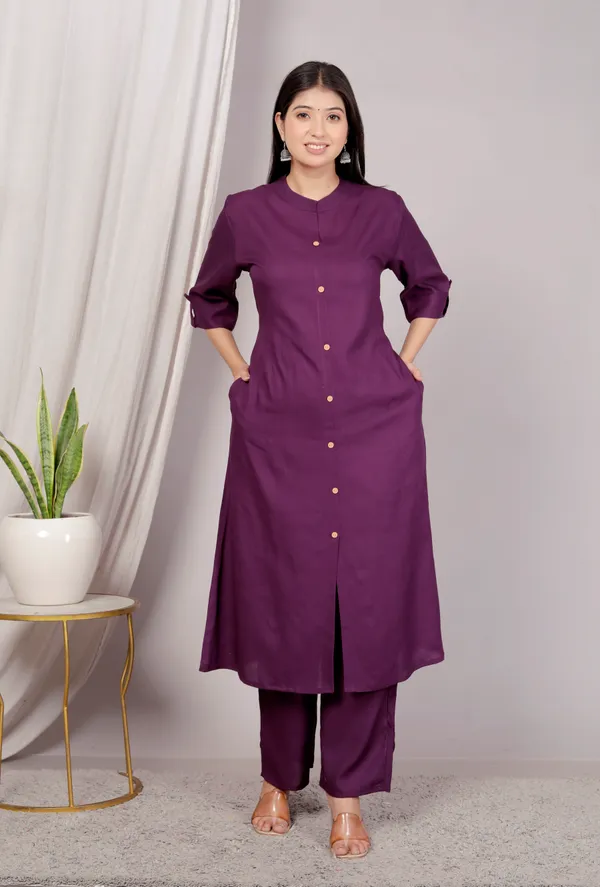 Rayon_Wine_Ethnic_Kurta_and_Pant_Set_For_Women