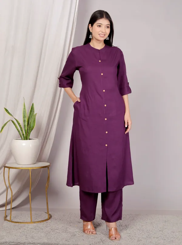 Rayon_Wine_Ethnic_Kurta_and_Pant_Set_For_Women