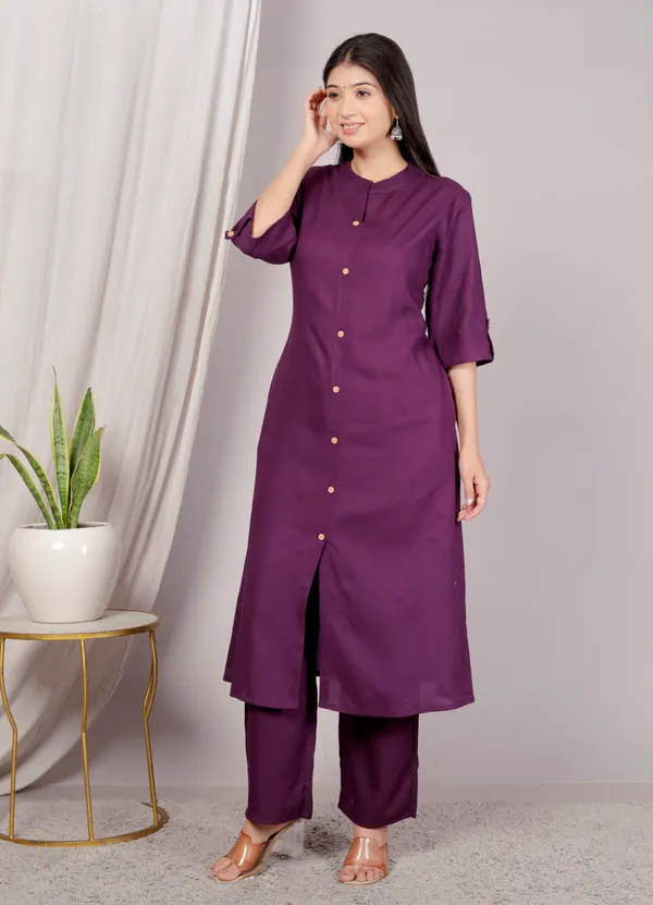 Rayon_Wine_Ethnic_Kurta_and_Pant_Set_For_Women