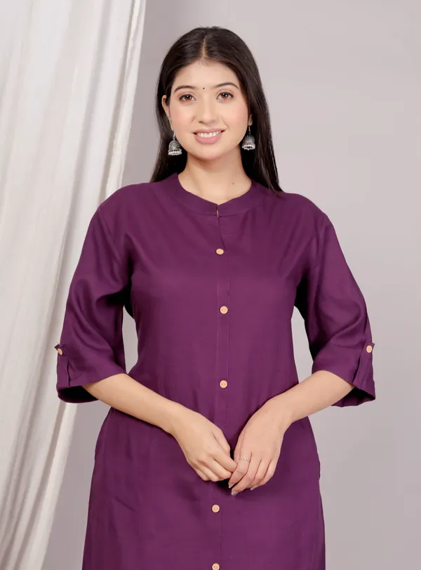Rayon_Wine_Ethnic_Kurta_and_Pant_Set_For_Women