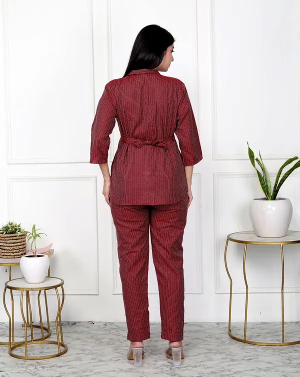 Red_Handloom_Cotton_Regular_Co-Ord_Set_For_Women