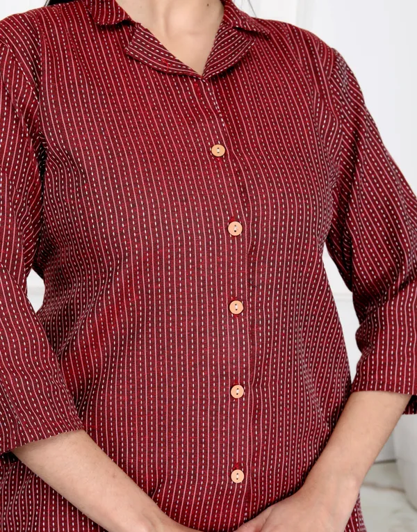 Red_Handloom_Cotton_Regular_Co-Ord_Set_For_Women