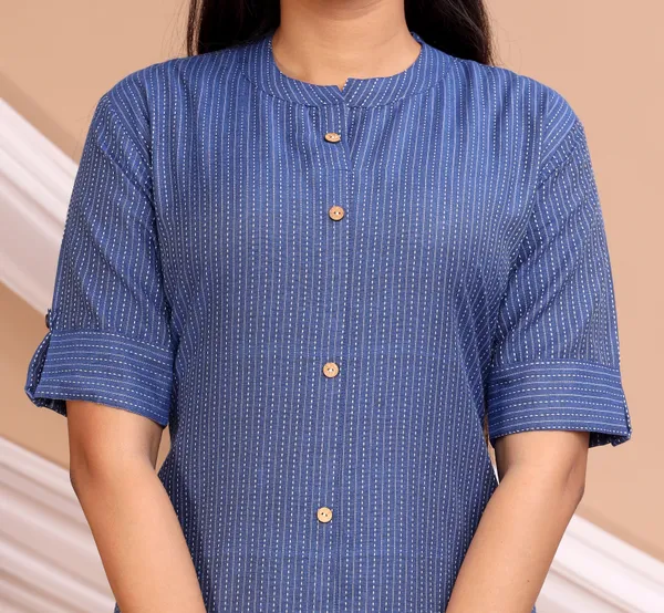 Blue_Khadi_Cotton_Ethnic_Kurta_And_Pant_Set_For_Women