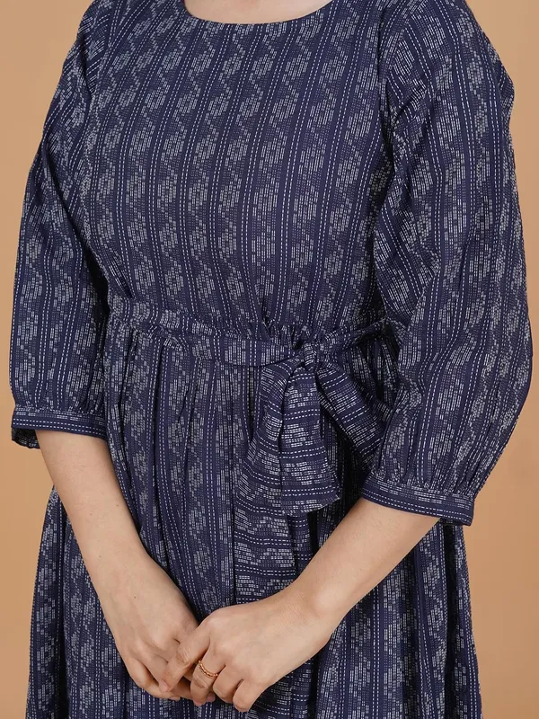 Blue_Khadi_Cotton_Regular_Dress_For_Women