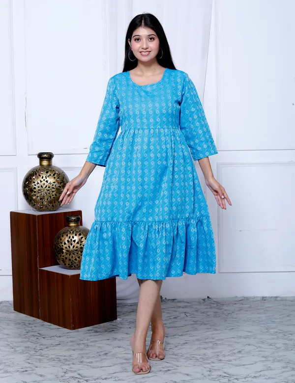 Sky_Blue_Khadi_Cotton_Dress_For_Women