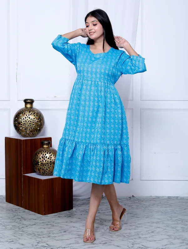 Sky_Blue_Khadi_Cotton_Dress_For_Women