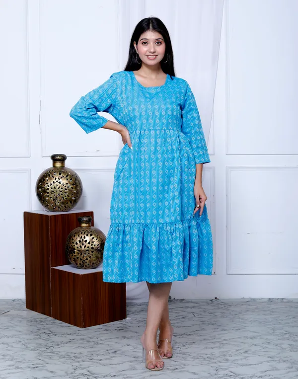 Sky_Blue_Khadi_Cotton_Dress_For_Women