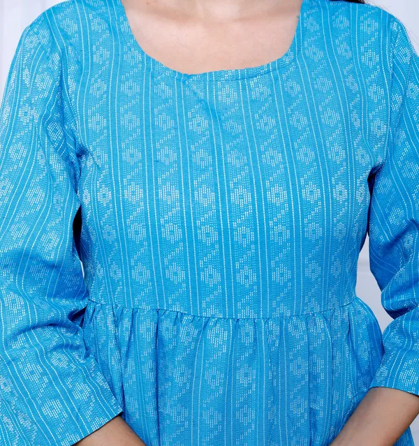 Sky_Blue_Khadi_Cotton_Dress_For_Women