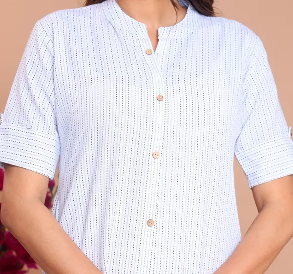 White_Khadi_Cotton_Ethnic_Kurta_And_Pant_Set_For_Women