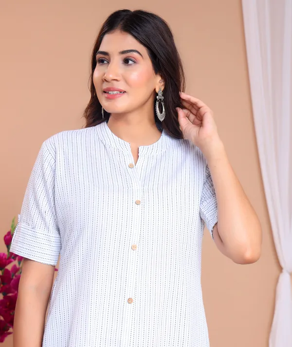 White_Khadi_Cotton_Ethnic_Kurta_And_Pant_Set_For_Women
