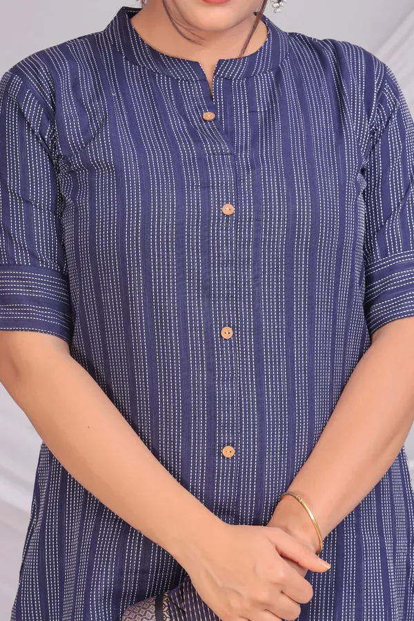Blue_Khadi_Cotton_Kurta_And_Pant_Set_With_Dupatta