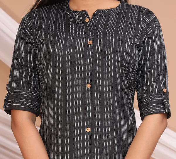 Black_Khadi_Cotton_Kurta_And_Pant_Set_With_Dupatta_For_Women