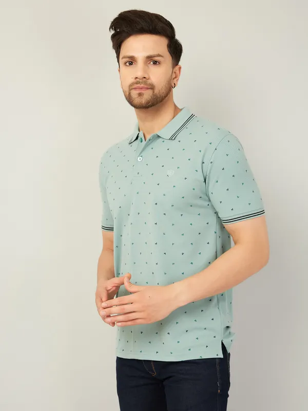 Printed_Men_Polo_Neck_Light_Green_T-Shirt