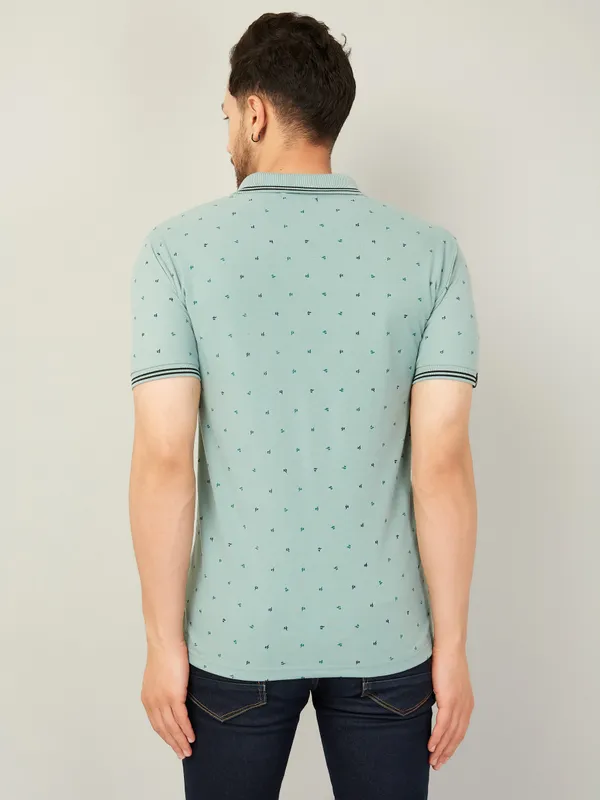 Printed_Men_Polo_Neck_Light_Green_T-Shirt