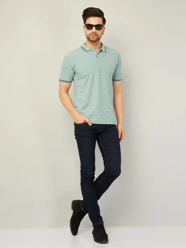 Printed_Men_Polo_Neck_Light_Green_T-Shirt