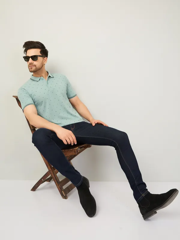 Printed_Men_Polo_Neck_Light_Green_T-Shirt