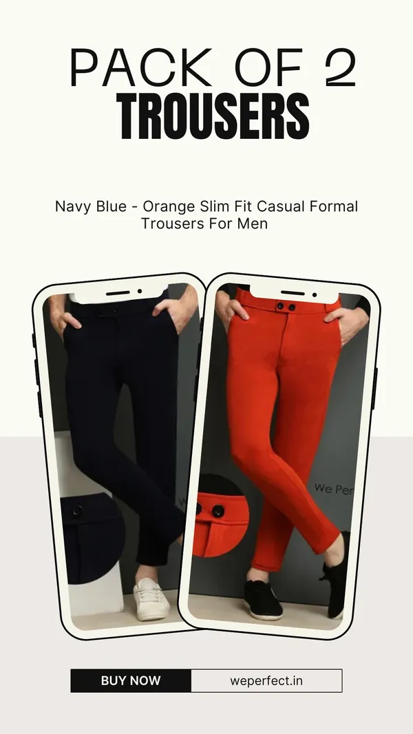 Orange-Navy_Blue_Slim_Fit_Casual_Formal_Trousers_For_Men_(Pack_Of_2)