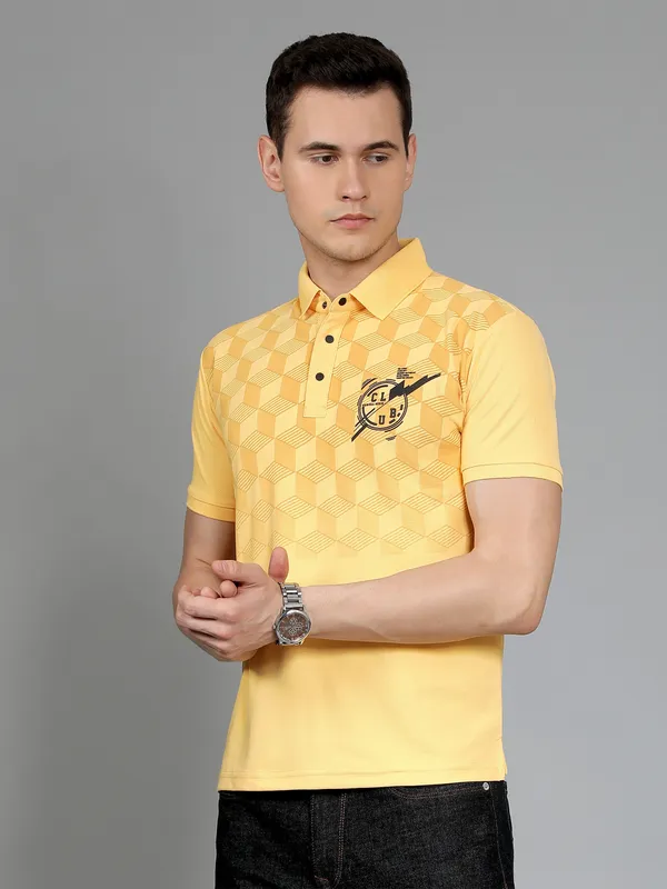 METRONAUT_Self_Design_Men_Polo_Neck_Maroon,_Yellow_T-Shirt
