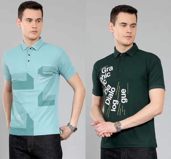 METRONAUT_Typography_Men_Polo_Neck_Green_T-Shirt