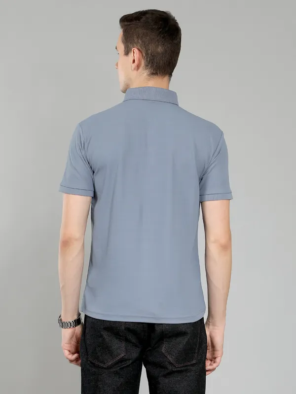 METRONAUT_Self_Design_Men_Polo_Neck_Grey,_Maroon_T-Shirt