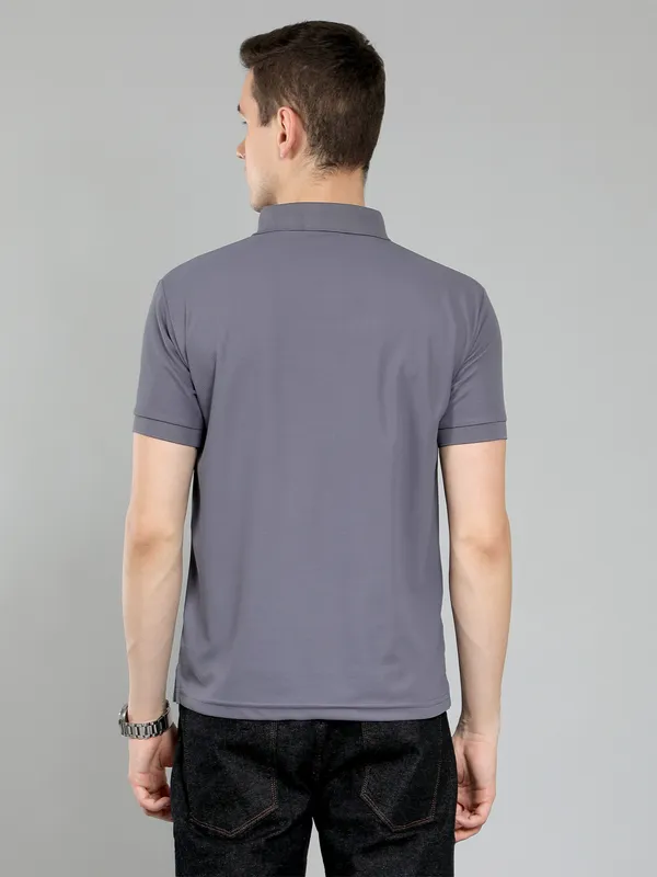 METRONAUT_Self_Design_Men_Polo_Neck_Grey_T-Shirt