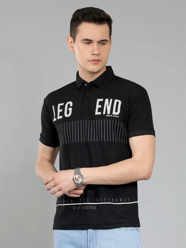 METRONAUT_Typography_Men_Polo_Neck_Pink,_Black_T-Shirt