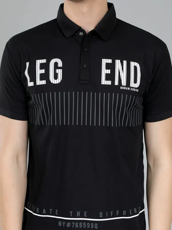 METRONAUT_Typography_Men_Polo_Neck_Pink,_Black_T-Shirt