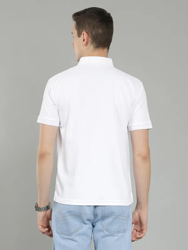 METRONAUT_Self_Design_Men_Polo_Neck_Pink,_White_T-Shirt
