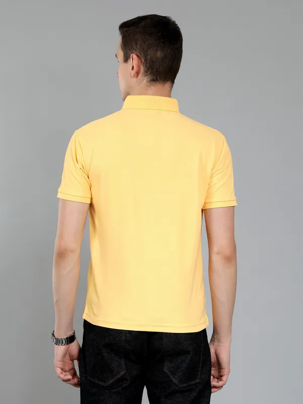 METRONAUT_Striped_Men_Polo_Neck_Pink,_Yellow_T-Shirt