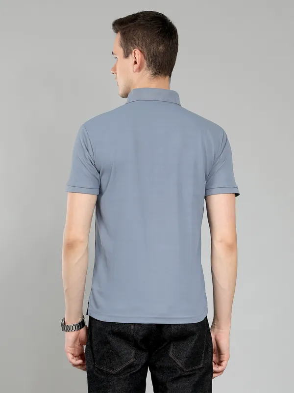 METRONAUT_Striped_Men_Polo_Neck_Pink,_Grey_T-Shirt