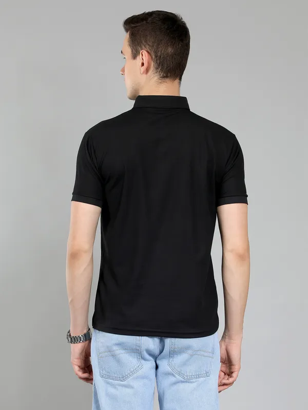 METRONAUT_Striped_Men_Polo_Neck_Pink,_Black_T-Shirt