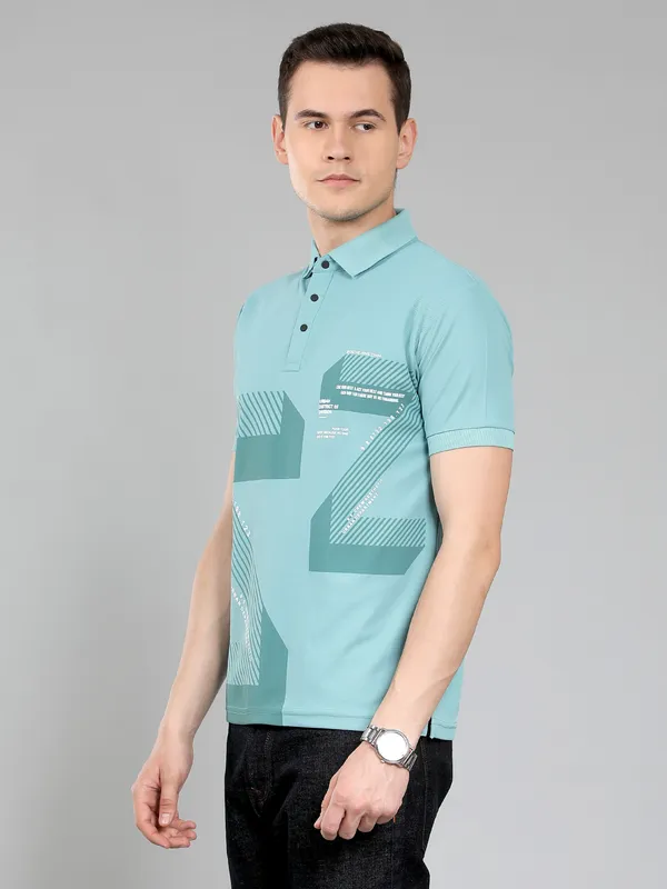 METRONAUT_Striped_Men_Polo_Neck_Black,_Green_T-Shirt