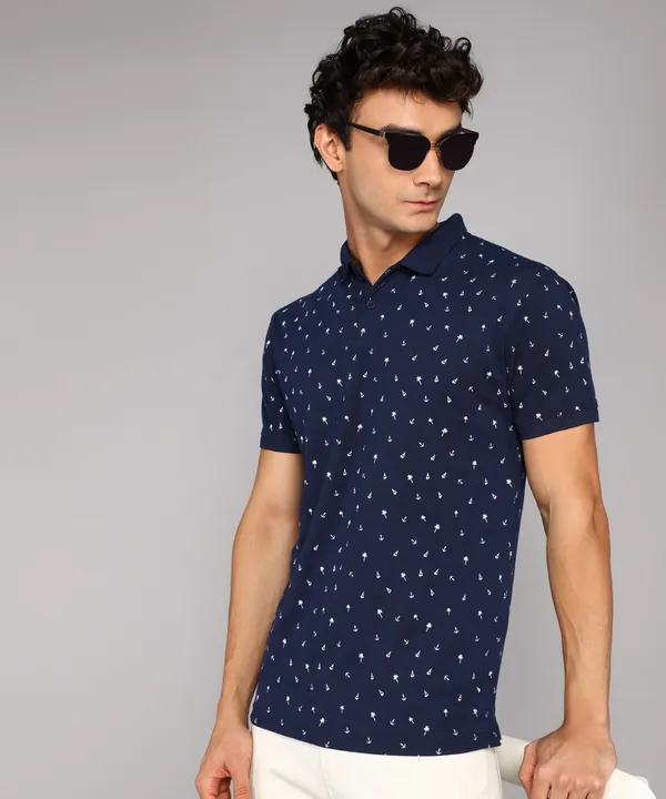 Printed_Men_Polo_Neck_Blue_T-Shirt