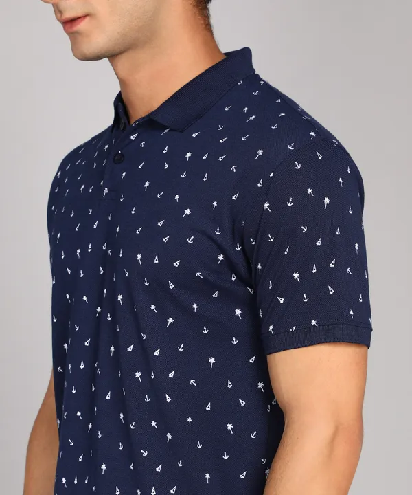 Printed_Men_Polo_Neck_Blue_T-Shirt