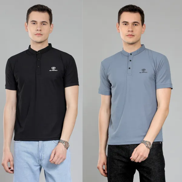We_Perfect_Solid_Men_V_Neck_Black,_Grey_T-Shirt_-Pack_Of_2