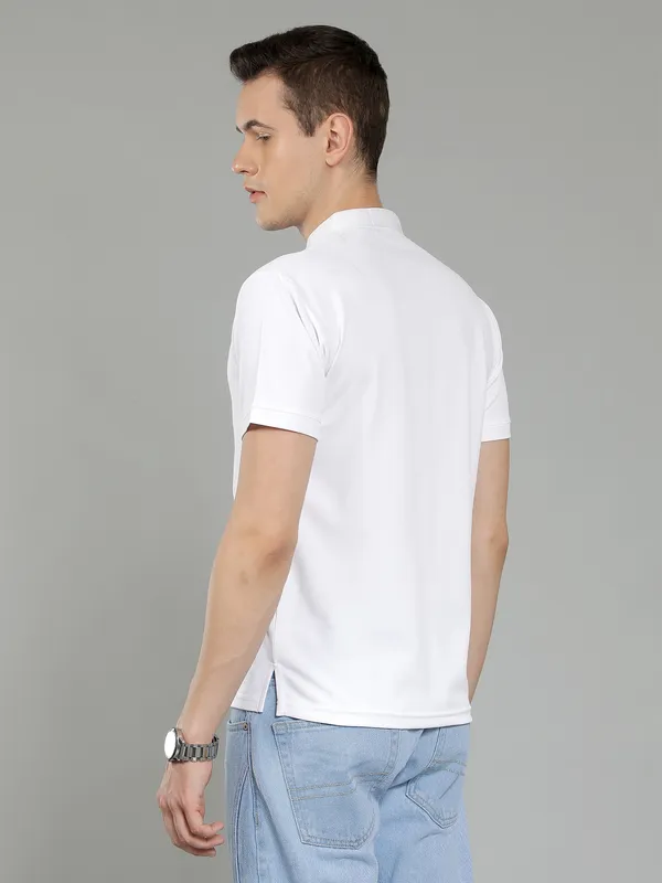 We_Perfect_Solid_Men_Polo_Neck_White_T-Shirt
