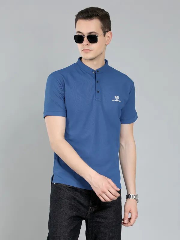 We_Perfect_Solid_Men_V_Neck_Green,_Blue_T-Shirt_-Pack_Of_2