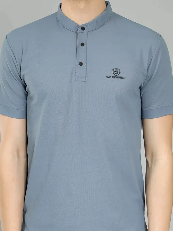 We_Perfect_Solid_Men_Polo_Neck_Grey_T-Shirt