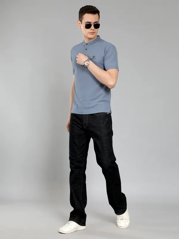 We_Perfect_Solid_Men_Polo_Neck_Grey_T-Shirt