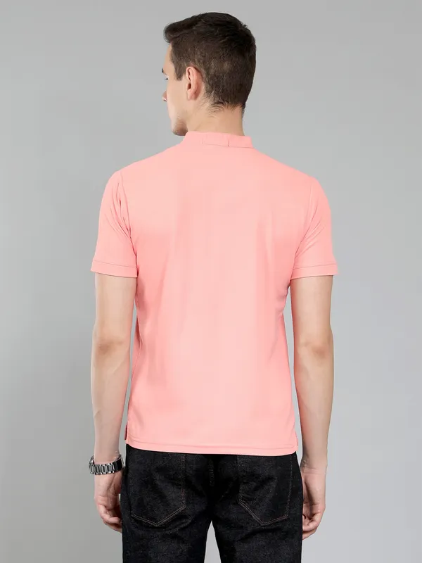We_Perfect_Solid_Men_Polo_Neck_Pink_T-Shirt