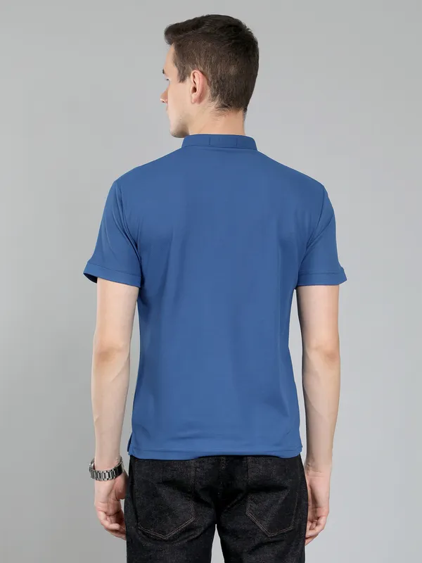 We_Perfect_Solid_Men_Polo_Neck_Blue_T-Shirt