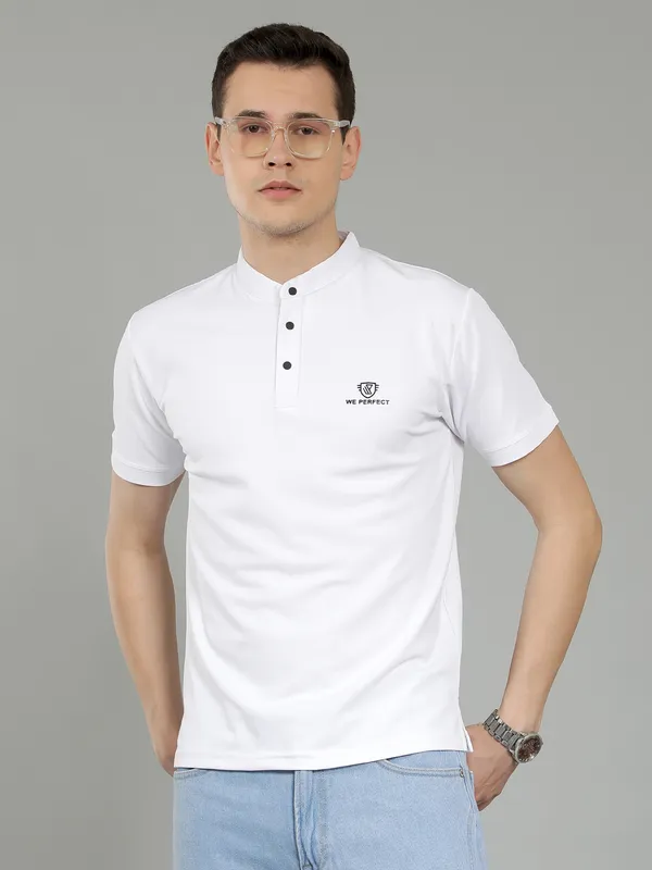 We_Perfect_Solid_Men_V_Neck_Blue,_White_T-Shirt_-Pack_Of_2