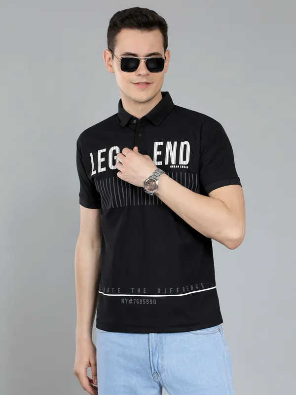 We_Perfect_Typography_Men_Polo_Neck_Black_T-Shirt