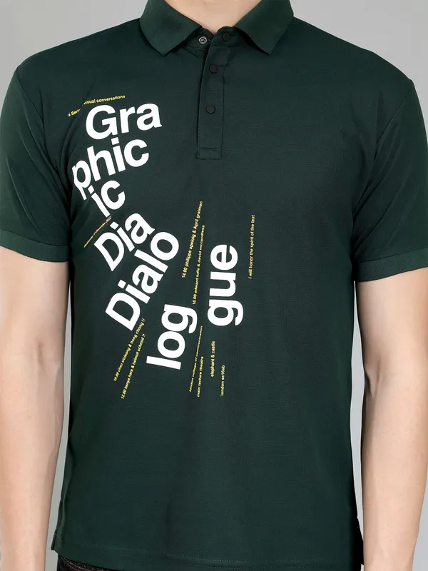 We_Perfect_Typography_Men_Polo_Neck_Green_T-Shirt