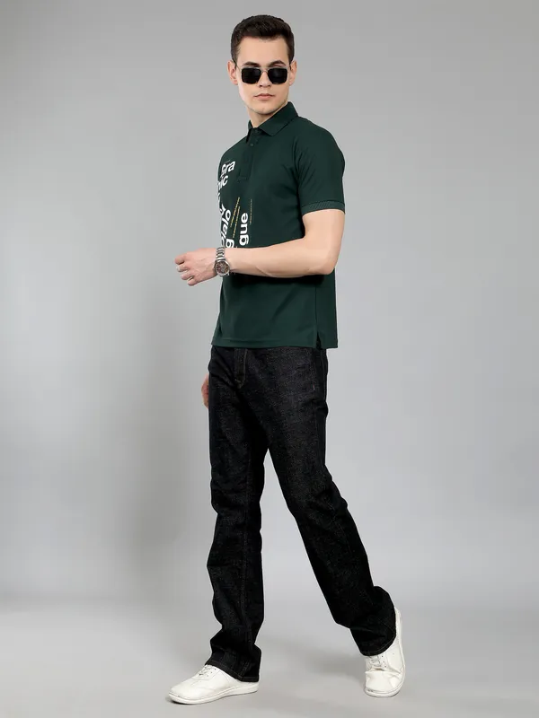We_Perfect_Typography_Men_Polo_Neck_Green_T-Shirt
