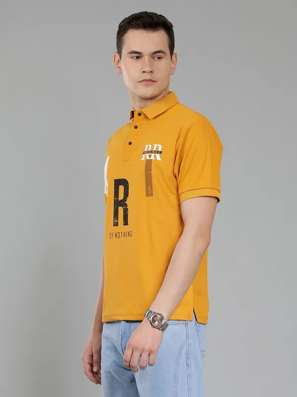 We_Perfect_Typography_Men_Polo_Neck_Yellow_T-Shirt
