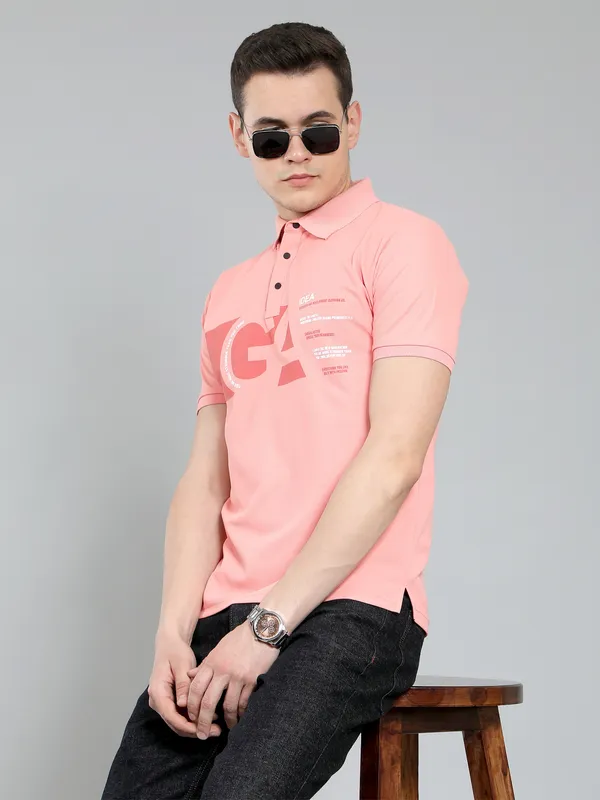 We_Perfect_Typography_Men_Polo_Neck_Pink_T-Shirt