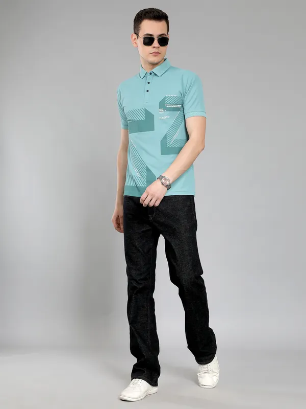 We_Perfect_Typography_Men_Polo_Neck_Blue_T-Shirt